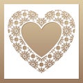 White frame with openwork heart. Laser cutting template