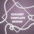 White frame with pearl strings. Elegant design template Royalty Free Stock Photo