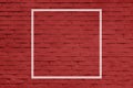 White frame on red brick wall. Mock up Royalty Free Stock Photo