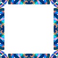 White Frame with Sharp Geometric Multicolor Collage Pattern Borders Royalty Free Stock Photo