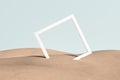 White frame standing in the desert under blue sky Royalty Free Stock Photo