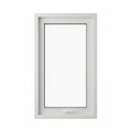 White Framed Window with a Clear Glass Pane and a Silver Handle on a White Background image Royalty Free Stock Photo
