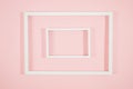 White frames on pink background and some shadows Royalty Free Stock Photo