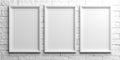 White frames on white brick background. 3d illustration Royalty Free Stock Photo