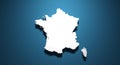 White france map on blue background 3D rendering