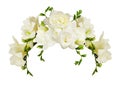 White freesia flowers in a beautiful arch arrangment Royalty Free Stock Photo