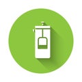 White French press icon isolated with long shadow. Green circle button. Vector Illustration Royalty Free Stock Photo