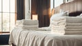 White fresh clean towels the bed Royalty Free Stock Photo