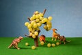 White fresh grapes and animal figures