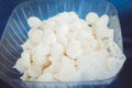 White fresh tender marshmallow zephyr in a glass plastic bowl