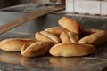 White freshly baked bread loaves.