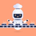 White friendly chef robot in frozen food factory. Cooking Robot Artificial Intelligence concept