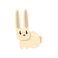 White funny little bunny, cute rabbit cartoon character vector Illustration on a white background Royalty Free Stock Photo