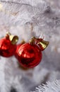 White fur-tree and red ball. Royalty Free Stock Photo