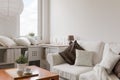 White furniture in contemporary lounge Royalty Free Stock Photo