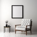 Black Leather Arm Chair In Interior With Frame On Wall Royalty Free Stock Photo