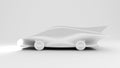 White futuristic, fantastic background with a sports car. 3d illustration, 3d rendering