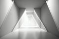 White futuristic tunnel leading to light. Wide angle. AI Generated Royalty Free Stock Photo