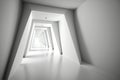 White futuristic tunnel leading to light. Wide angle. AI Generated Royalty Free Stock Photo
