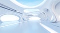 White futuristic tunnel leading to light. Wide angle. White futuristic background Royalty Free Stock Photo