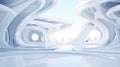 White futuristic tunnel leading to light. Wide angle. White futuristic background Royalty Free Stock Photo