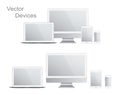 White gadgets and devices, realistic vector illustration
