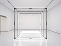 White gallery with empty modern showcase. 3d rendering
