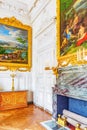 White gallery with painting in the Grand Trianon. Chateau de Ve