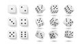 White gambling dices realistic vector illustration set Royalty Free Stock Photo