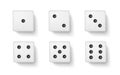 White gambling dices realistic vector illustration set Royalty Free Stock Photo