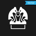 White Gargoyle on pedestal icon isolated on black background. Vector