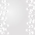 White garland style Christmas lights on the gray background. Vector design elements with dcorative incandescent lamps.