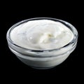 White garlic and herbs sauce in a small glass bowl isolated on b Royalty Free Stock Photo