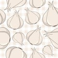 White Garlic Seamless Pattern on Tablecloth