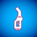 White Gasoline pump nozzle icon isolated on blue background. Fuel pump petrol station. Refuel service sign. Gas station Royalty Free Stock Photo