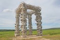 The White Gate is an art object in the Ugra National Park, Nikola-Lenivets village, Russia