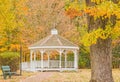 White Gazebo And Autumn Color In Park