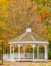 White Gazebo And Autumn Color In Park