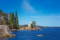 White gazebo is on the island on a Sunny day in the Park Mon repo