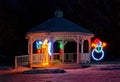 Gazebo with Christmas decorations lit up at night Royalty Free Stock Photo