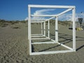 White gazebos on the beach