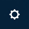 A white gear icon against a dark blue background. The gear has eight evenly spaced Royalty Free Stock Photo