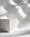 White geometric cube on an abstract background with soft organic shadows Royalty Free Stock Photo