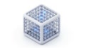 Abstract Futuristic Cube with Glowing Blue Energy Particles Inside geometric structure Royalty Free Stock Photo