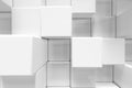 White geometric cube, cubical, boxes, squares form abstract background. Abstract white blocks. Template background for
