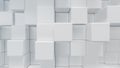 White geometric cube, cubical, boxes, squares form abstract background. Abstract white blocks. Template background for