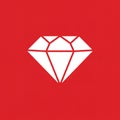 White geometric diamond shape centered on a red background. The diamond features Royalty Free Stock Photo