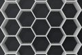 White geometric hexagonal abstract background with black wall, 3D rendering Royalty Free Stock Photo