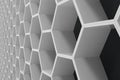 White geometric hexagonal abstract background with black wall, 3D rendering Royalty Free Stock Photo
