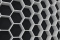 White geometric hexagonal abstract background with black wall, 3D rendering Royalty Free Stock Photo